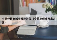 宁德分销商城小程序开发（宁德小程序开发方案）