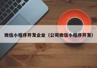 微信小程序开发企业（公司微信小程序开发）