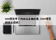 seo优化中下列说法正确的是（seo常见的优化技术）