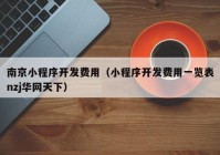 南京小程序开发费用（小程序开发费用一览表nzj华网天下）