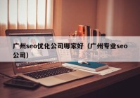 广州seo优化公司哪家好（广州专业seo公司）