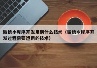 微信小程序开发用到什么技术（微信小程序开发过程需要运用的技术）